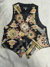 Vintage Nadia Embroidered AZTEC Tapestry Women's MED Grandmacore Vest NEW v1