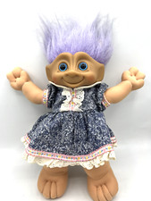 Ace Novelty Vintage 1991 Treasure Trolls Purple Hair  Blue Jewel