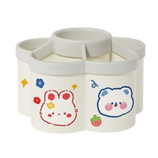 Cartoon Rotating Pen Organizer Desktop High-Capacity Storage 6 Compartments .
