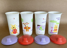 Tupperware Winnie the Pooh Meal Bell Tumblers Domed Sipper Lids Set New