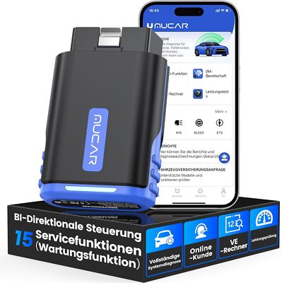 MUCAR DriverScan OBD2 Diagnosegerät Bluetooth Vollsysteme 15 Reset Aktiver Test