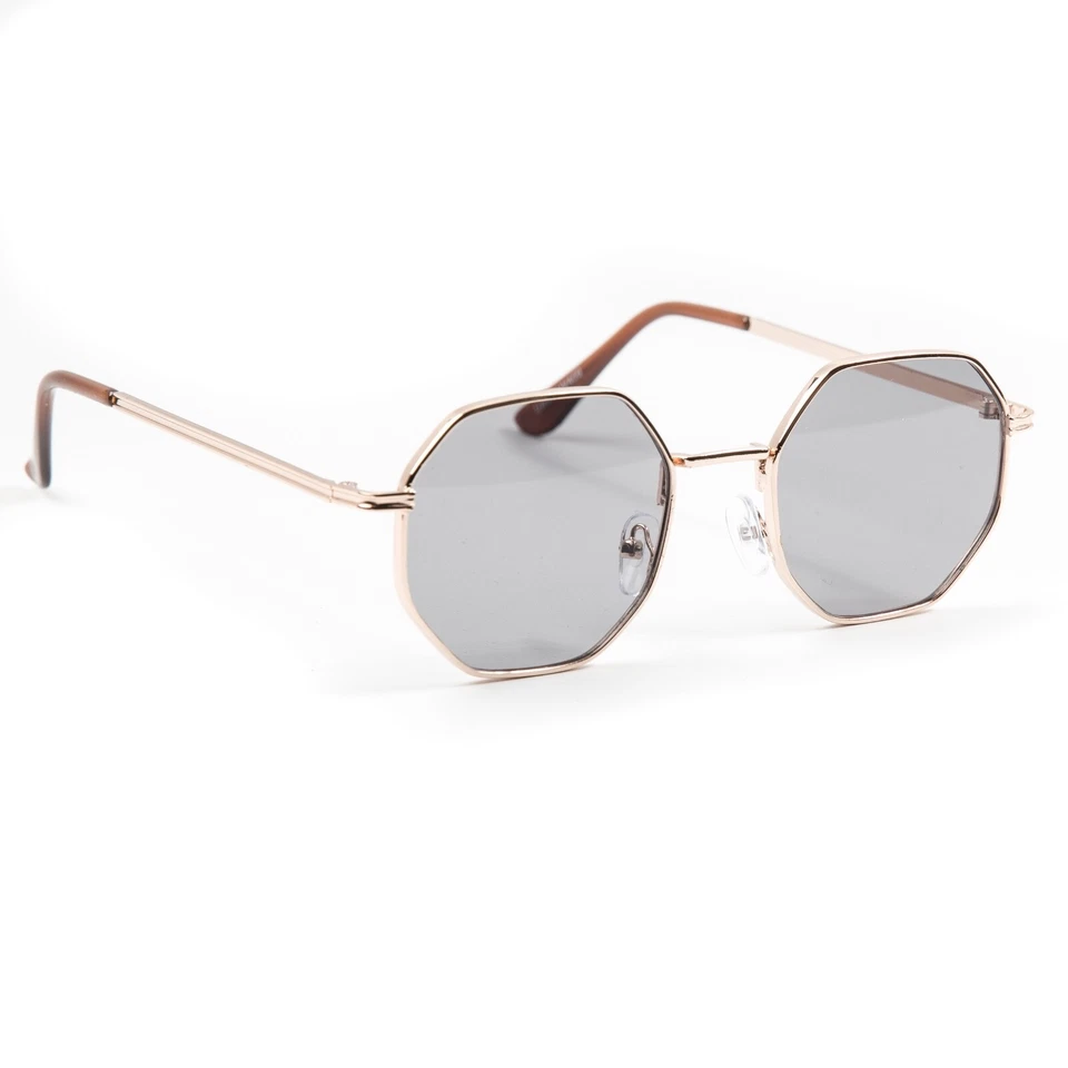 Elegantes gafas de sol retro vintage con montura dorada tinte gris Foto 4 de 4