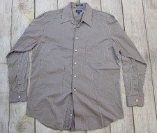 Paul Fredrick Long Staple Cotton Striped Brown White Dress Shirt sz 16,1/2-35