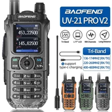 1Pack Baofeng UV-21 Pro V2 Walkie Talkie Long Range Tri-Band 2 Way Ham Radio Kit