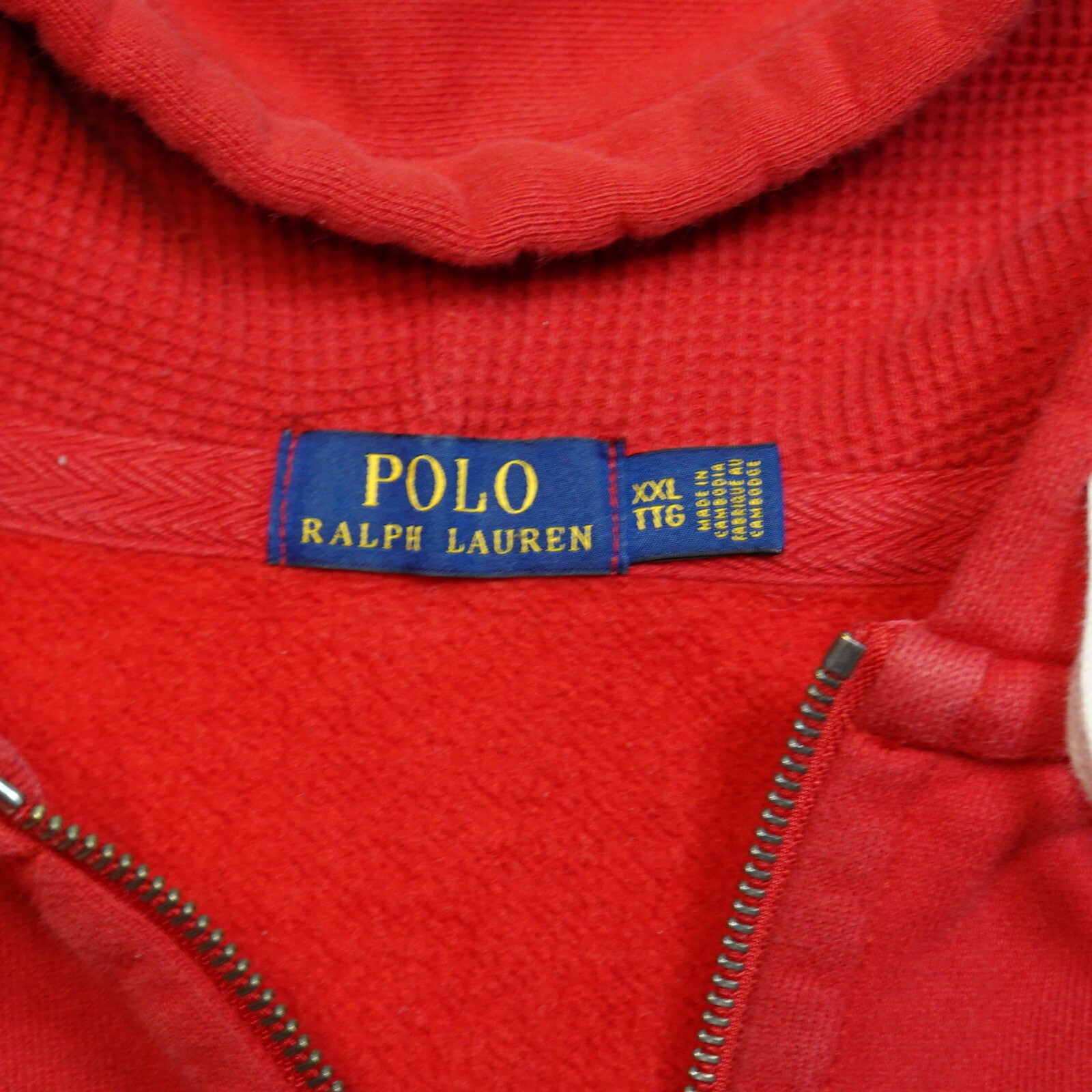 Felpa con cappuccio Polo Ralph Lauren vintage taglia 2XL rosso logo pony zip intera Y2K sport