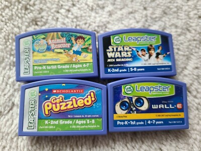 Lot of 4 Leapster Leapfrog Game Cartridges Leapster star wars go Diego go wall e