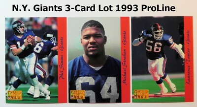 3-Card GIANTS Lot _ *Lawrence Taylor *Michael Strahan *Simms _