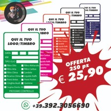 250 etichette adesive tagliando auto PERSONALIZZATE in PVC