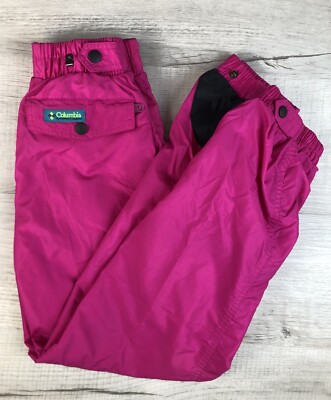 Vintage Columbia Sportswear Snow Pants Thin Shell Pink Girls Childs M W18XL23.5
