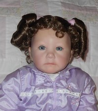 A/V Monique BECKY Doll Wig SZ 14/15 LIGHT BROWN Curly Ponytails Skin Part B 