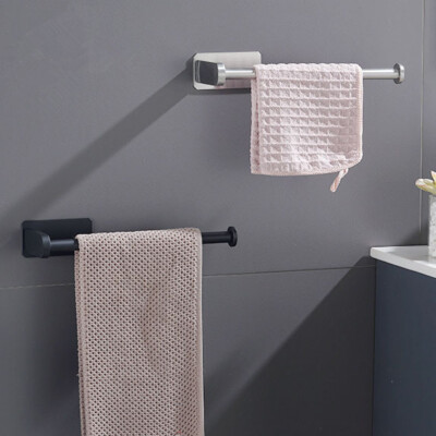 Black Bathroom Towel Ring Rack Holder Stainless Steel Wall Mounted Self-Adhesive