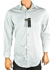 Alfani Alfatech Mens Shirt New M White Teal Stretch Design Butto Regular Fit