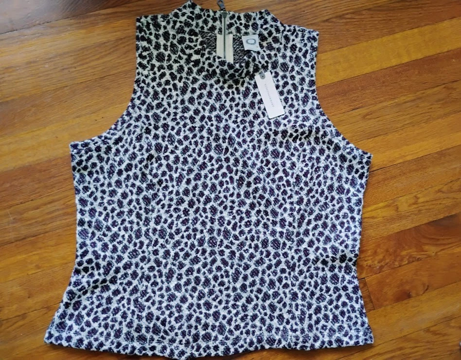Nuevo con etiquetas Top/Blusa Anthropologie Akemi & Kin Tejido Mangas Leopardo Talla L Precio de venta sugerido por el fabricante $58