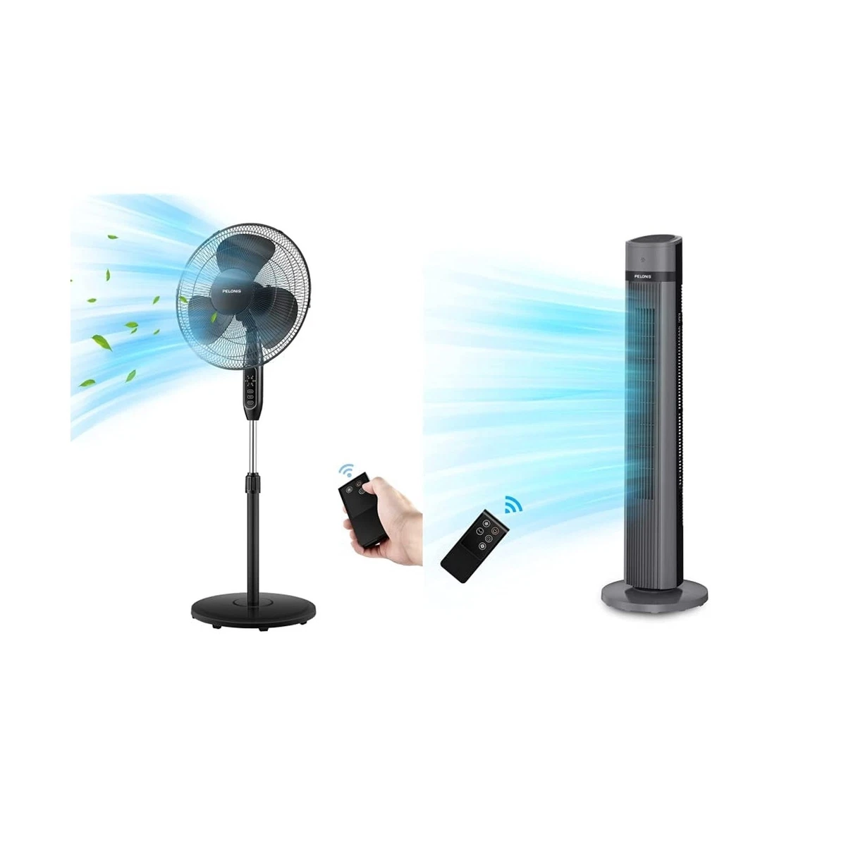 PELONIS 16u0026#039;u0026#039; Pedestal Remote Control, Oscillating Stand Up Fan  16u0026#034;-Black u0026amp; 40... | eBay