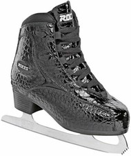 ROCES WOMEN'S REPTILE ICE SKATE SUPERIOR ITALIAN STLYE, ALLIGATOR BLACK, 12 DM