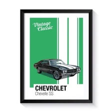 Chevrolet Chevelle SS, American Muscle Cars, Printable Poster, Wall Art