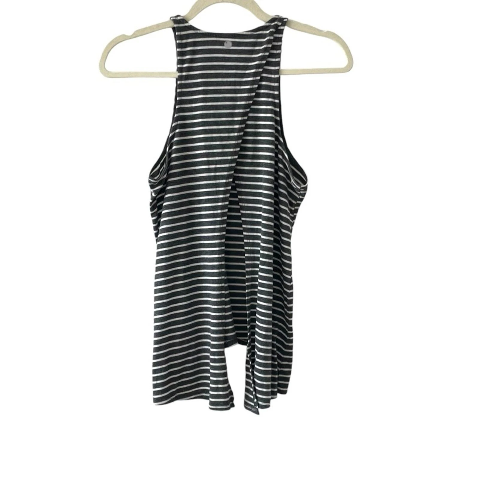 yogalicious striped sleeveless open back tank-top