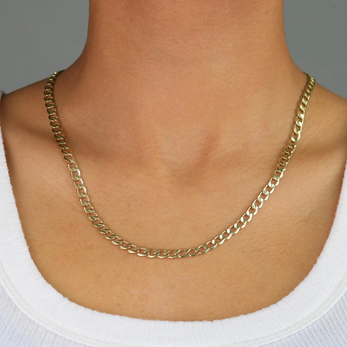 4.5mm Ultra Thin Flat Curb Chain 22 inch / Yellow Gold / 14K