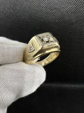 14KT Yellow Gold .50CTW Round DIAMOND Men  s Ring Size 11, 8.5 GRAMS