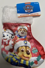Ruz Nickelodeon PAW Patrol Mini Red Satin Christmas Stocking 8" Plush Cuff NWT