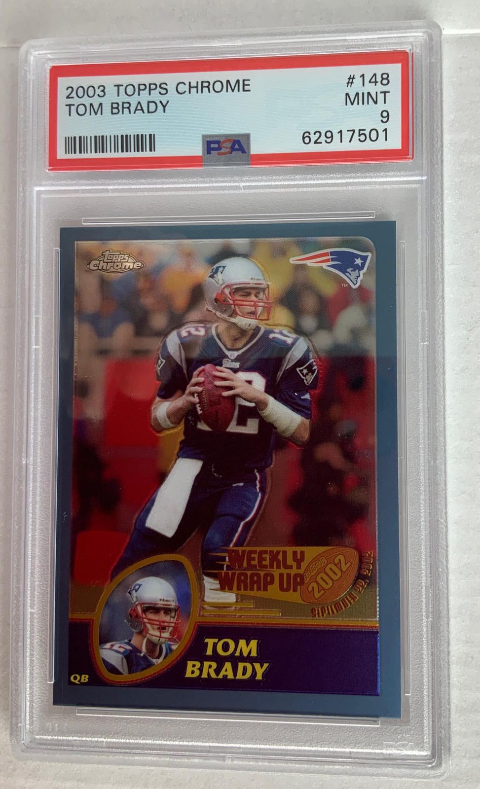 Tom Brady 2003 TOPPS CHROME #148 TOM BRADY PSA 9 MINT