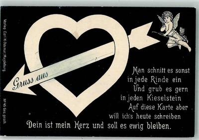 39826802-poetry heart greeting from publisher Odemar no. 45 Cupid 1898