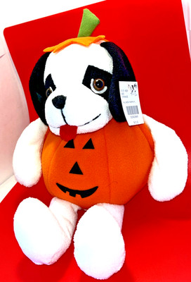 Big Dogs Halloween Pumpkin Dog Plush With tags VGC Jack-o-Lantern Stuffed Animal