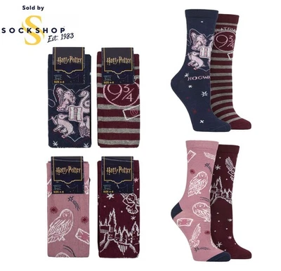 Damen Harry Potter Hogwarts Baumwollsocken Film Film Merch Geschenk 4 Paar Größe 4-8