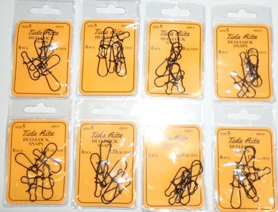 (48) Tide Rite DUO LOCK SNAPS Size 5 - 8 packs of 6 = 48 total (DS-5) 120# test