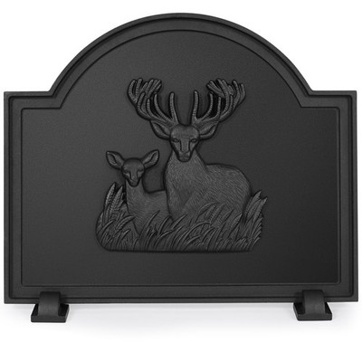 WILLOW WEAVE 20'' Cast Iron Firebacks for Fireplace, Deer 20'', Black