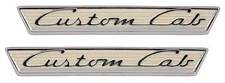 1955-56 Ford F-Series Truck; Door Emblems With Clips; Custom Cab; Ivory; Pair