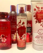 5pc Bath & Body Works Japanese Cherry Blossom Spray Wash Shampoo Conditioner Lot