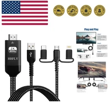 USB-C to HDMI-Compatible 3-in-1 Adapter for iPhone/Android Smartphone, 1080P ...