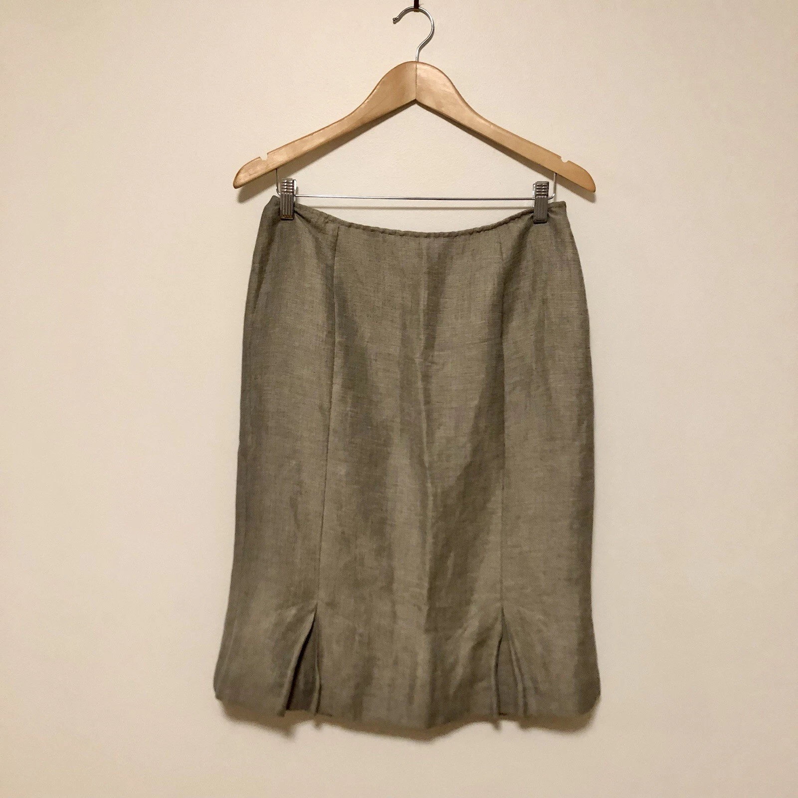 Perri Cutten Light Brown Linen Blend Pencil Skirt, Size 10