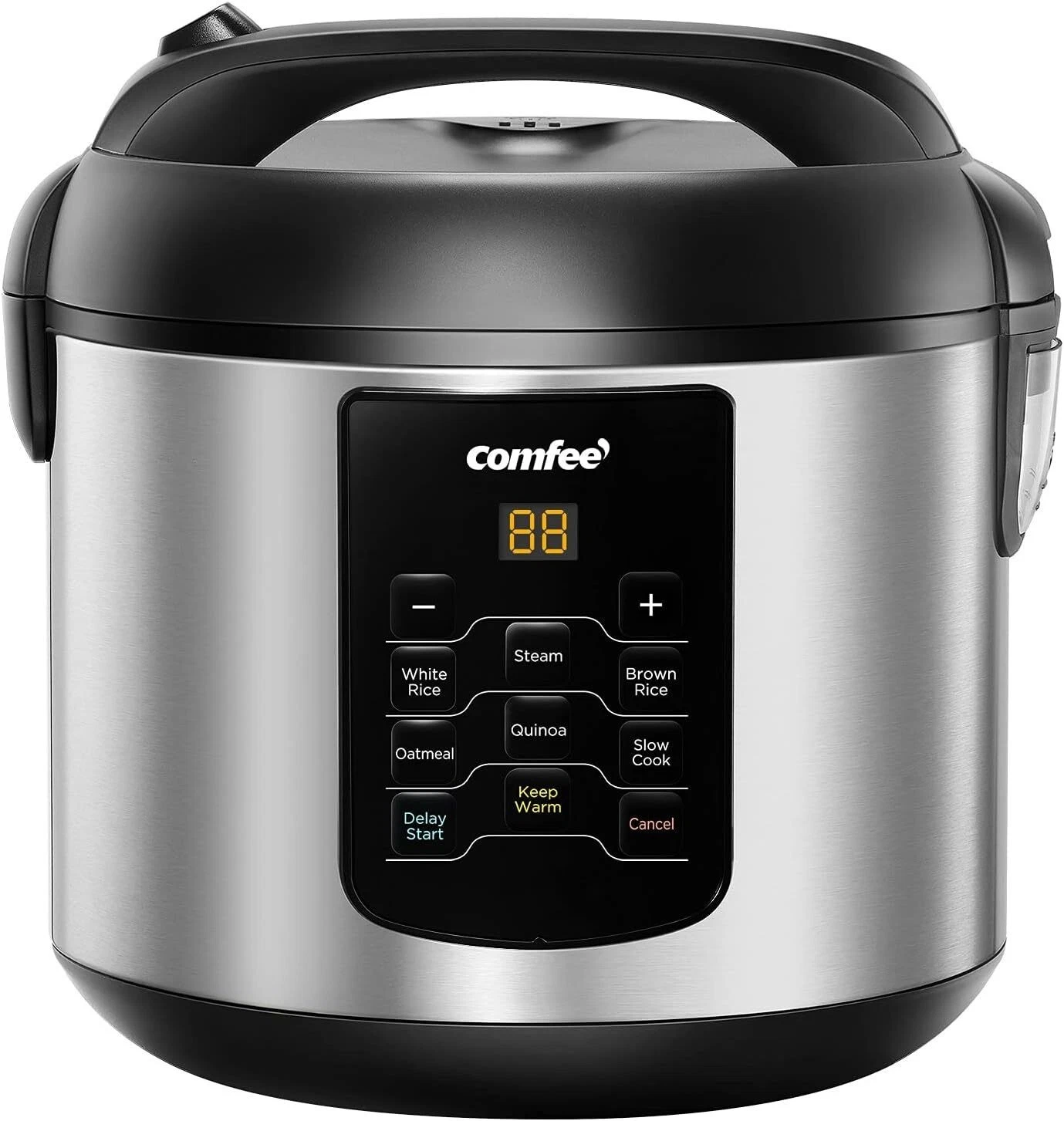 Compact Rice Cooker 6-in-1 Stainless Steel MultiCooker Slow Cooker Steamer Saute