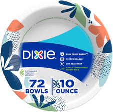 Dixie Small Paper Bowls, 10 Oz, 72 Count, Microwave-Safe, Soak-Proof, Disposable
