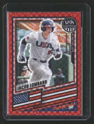 2026 Panini Stars & Stripes Prizm USA Baseball #99 Jacob Lombard Red Power #/149
