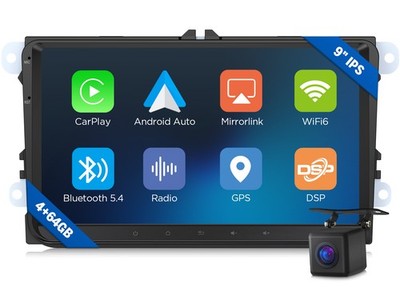 VW Autoradio Android 14 DSP Bluetooth für Golf Passat 9'' IPS GPS Navigation 4+64