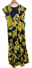Tommy Hilfiger Womens Chiffon Flutter Sleeve Hem V-Neck Midi Formal Dress Size 8