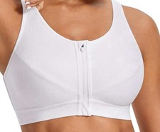 Syrokan Sports Bra 42C High Impact Zip Front Non Wired  Racer Back White