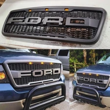 For Ford F150 2004 2005 2006 2007 2008 Raptor Style Grille W/Letters Matte Black