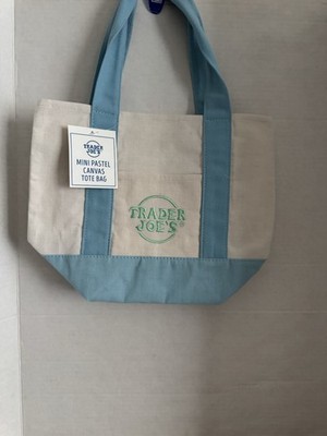 Trader Joe s Mini Canvas Pastel Reusable Tote Bag Blue