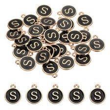 Letter Charm, 30 Pcs Capital Initial Alphabet S Letter Charm for Bracelet, Black