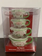 New In Box Pier One Imports Ceramic Cherry Measuring Cup Set Of Four