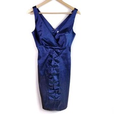 Calvin Klein Blue Ruched Metallic Shimmer Sleeveless Sheath Cocktail Dress 4