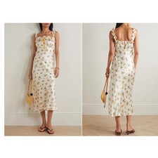 Reformation Erdem Silk Ruffled Flora Dress Missing Button M NWT