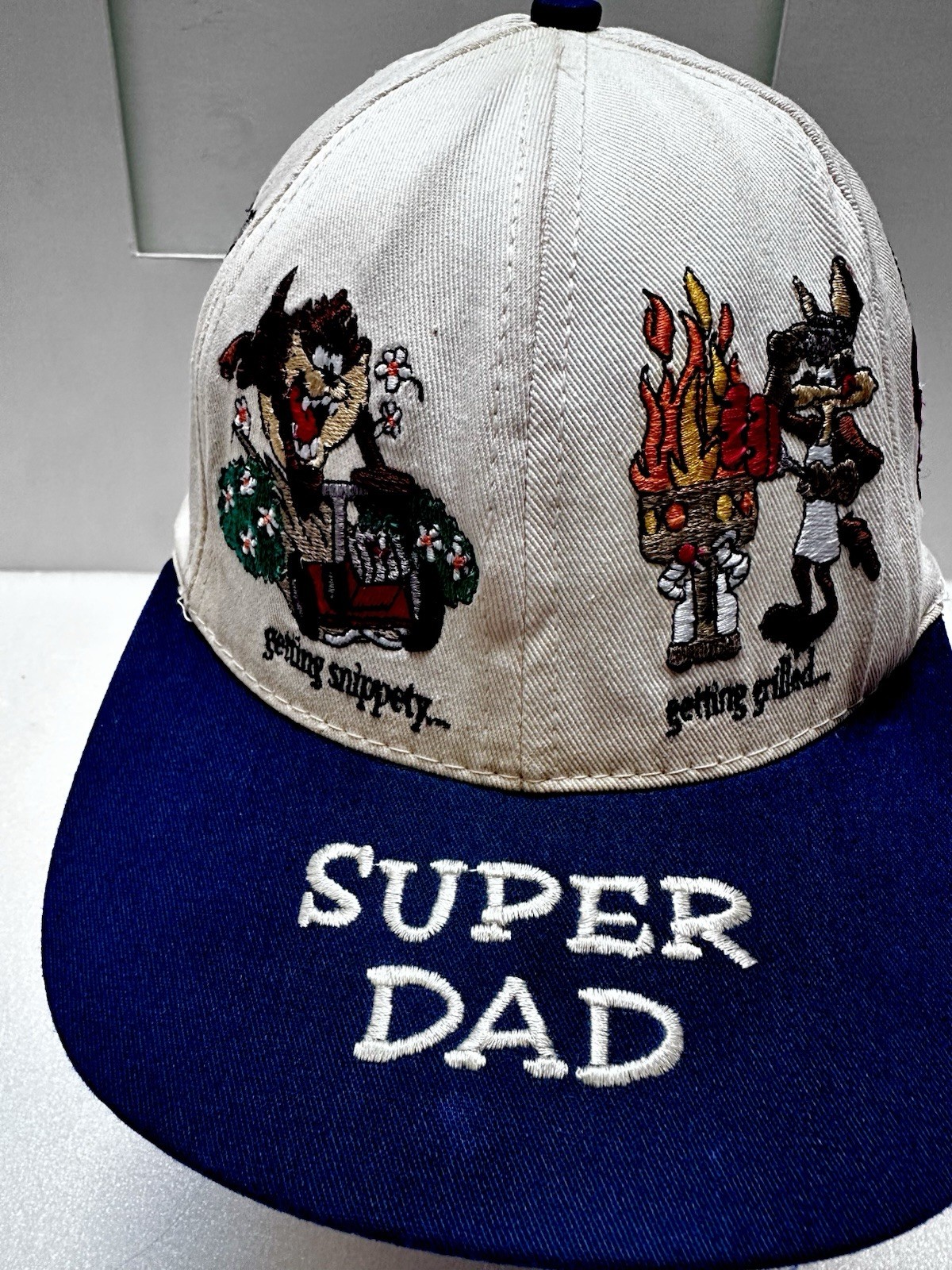 90s Vintage Looney Tunes Super Dad Baseball Cap Taz Wile E Coyote Daffy
