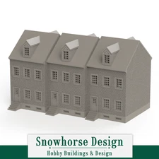 Brick Rowhouse Style 1 - 3 Pack | Small Urban Collection (HO Scale 1:87)