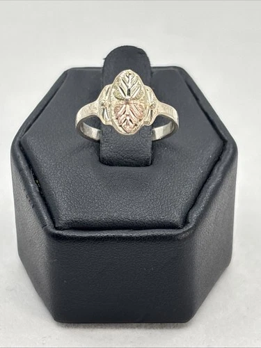 Vintage NEW Black Hills Gold 12k 925 Sterling Silver Leaves Ring Size 5