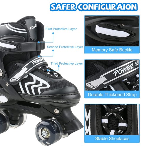 Kids Roller Skates for Boys Girls Children Beginners, 4 Sizes Adjustable Roll... - Picture 4 of 6